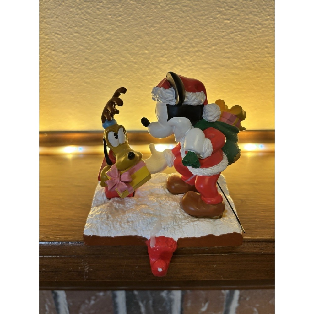 VTG Disney Stocking Holder Mickey Mouse Santa &‎ Pluto  Christmas Presents Heavy